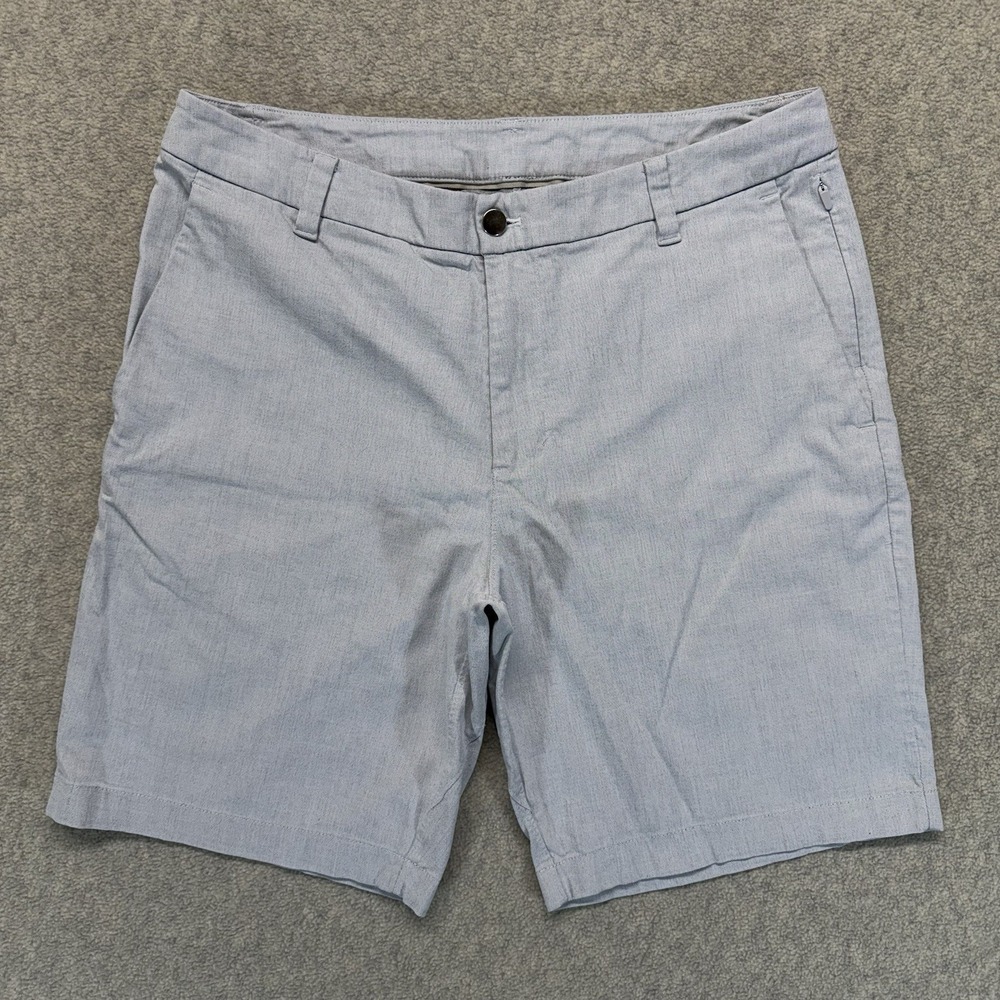 Lululemon Mens 34 Commission Shorts Light Blue Heather Stretch Golf Casual 7"